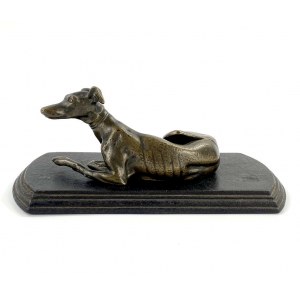 Lying greyhound, cast iron sculpture from the 19th century