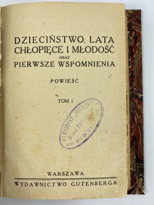 Tolstoy Leo, Childhood, boyhood and youth and first memoirs vol. I-II (1 vol.) [1929].