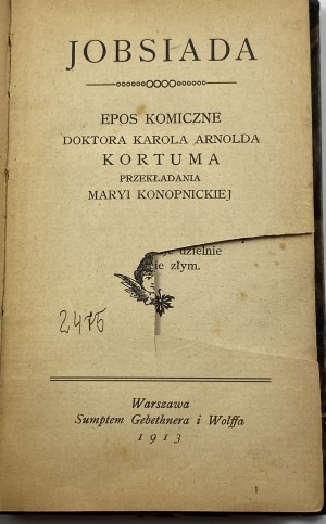 Jobsiada: epos komiczne / Karola Arnolda Kortuma; przekładania Maryi Konopnickiej