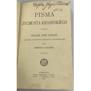 Krasiński Zygmunt, Pisma Zygmunt Krasińskiego T. 1