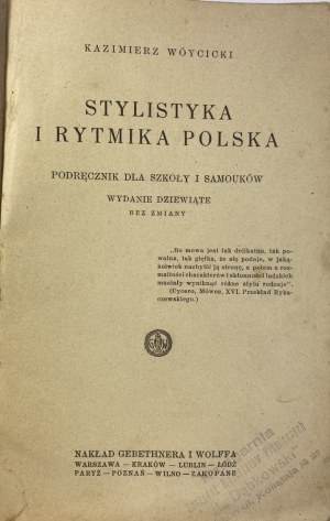 Wóycicki Kazimierz, Polish stylistics and rhythmics: a textbook for school and self-taught students