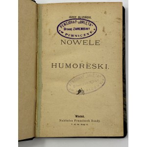 Blizinski Joseph, Nowele; humoresques [1890].