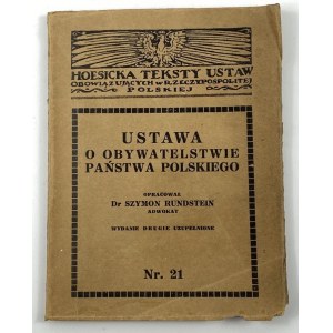 Rundstein Szymon, Ustawa o obywatelstwie Państwa Polskiego [1927]