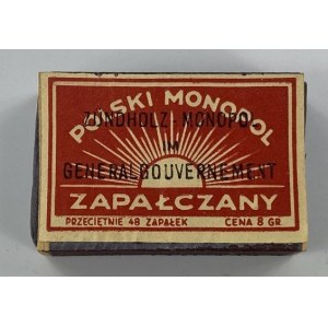 [Oryginalne przedwojenne zapałki] Pudełko z zapałkami z napisem „Polski Monopol Zapałczany”.