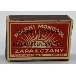 [Oryginalne przedwojenne zapałki] Pudełko z zapałkami z napisem „Polski Monopol Zapałczany”.