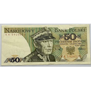 Bankovka 50 zlotých, Varšava 1. prosince 1988, KA 5926075