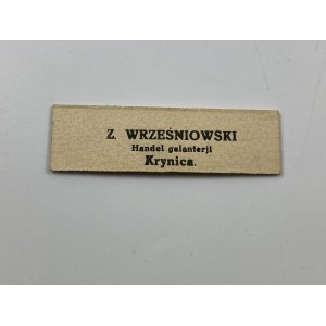 Business card Z. Wrześniowski Handel galanterji Krynica