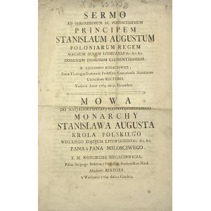 [1764] Biegaczewicz Wojciech, Mowa do nayjasnieyszego [...] monarchy Stanislaw August krola polska....