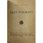 Whitman Walt, Tri básne [1. poľské vydanie][Stanisław de Vincenz][kožený obal].