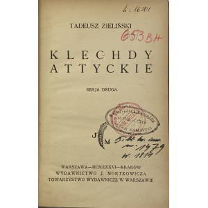 Zieliński Tadeusz, Klechdy attyckie [1936]