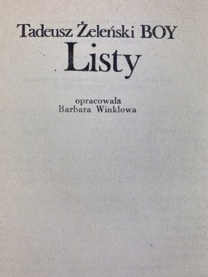 Boy-Żeleński Tadeusz, Letters