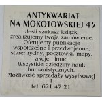 Ulotka reklamowa warszawskich antykwariatów