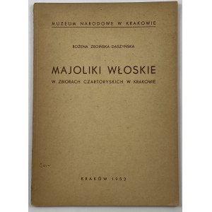 Zboińska-Daszyńska Bożena, Majoliki włoskie w zbiorach Czartoryskich w Krakowie