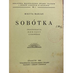 Mikuta Marian, Sobótka. Inszenierung eines Volksrituals, Krakau 1934