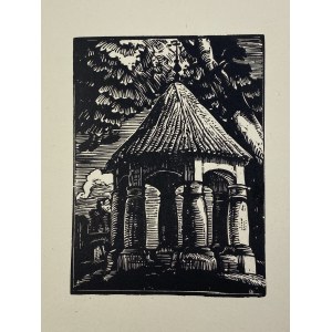 Woodcut entitled. The bell tower in Sobota designed by Wilhelm Ossecki (Wolf).