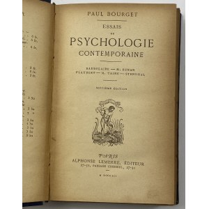 Bourget Paul, Essais de psychologie contemporaine. Baudelaire, M. Renan, Flaubert, M. Taine, Stendhal