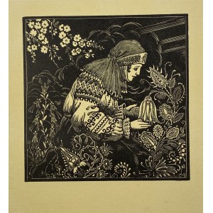 Jakubowski Stanislaw, Zywia, woodcut from the Gods of the Slavs portfolio