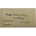 Święty obrazek. Dedykacja z datą 15 X 33r. na rewersie