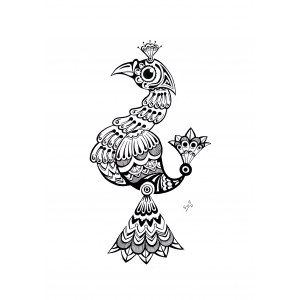 Vogel. Zeichnung auf Papier. Original Murmeltier. Kattowitz [2023].