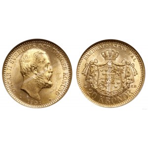 Sweden, 20 crowns, 1901, Kongsberg
