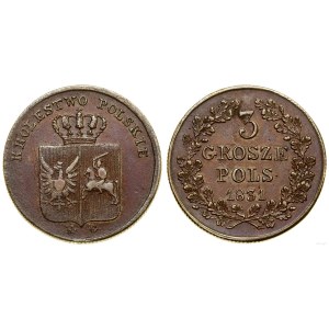 Polsko, 3 polské groše, 1831 KG, Varšava