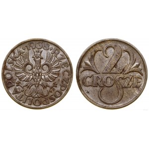 Poland, 2 pennies, 1938, Warsaw