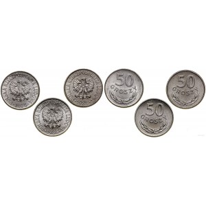 Poland, set of 3 x 50 pennies, Warsaw