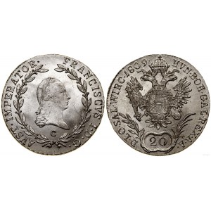 Rakúsko, 20 krajcars, 1809 C, Praha