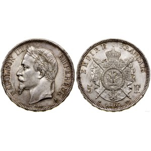 Francie, 5 franků, 1867 A, Paříž