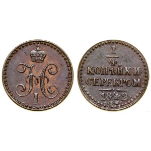 Rosja, 1/4 kopiejki srebrem, 1842 CПM, Iżorsk