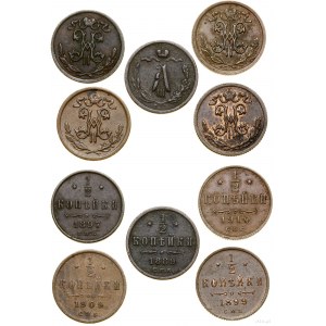 Rusko, sada: 5 x 1/2 kopejky, 1889-1910, Birmingham a Petrohrad