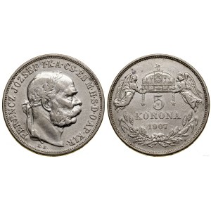 Węgry, 5 koron, 1907 KB, Kremnica