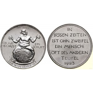 Niemcy, medal skierowany przeciwko lichwie i lichwiarzom w okresie niemieckiej hiperinflacji, 1923