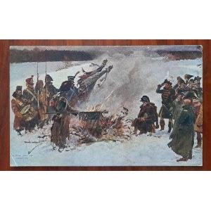 W.Kossak.Burning of the banners 1812.