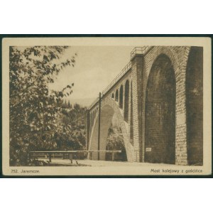 Yaremcze - Railroad bridge from the guesthouse, Photo by L. and M. Heller, Nadwórna, 252, st., sepia, ca. 1920