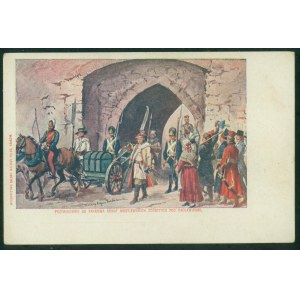Przywiezienie do Krakowa armat moskiewskich zdobytych pod Racławicami, mal. Walery Eliasz Radzikowski, Wyd. SMPKr., druk kol., ok. 1900,