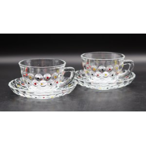 Glass Cups with Saucers Hortensia Glassworks