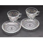 Glass Cups with Saucers Hortensia Glassworks