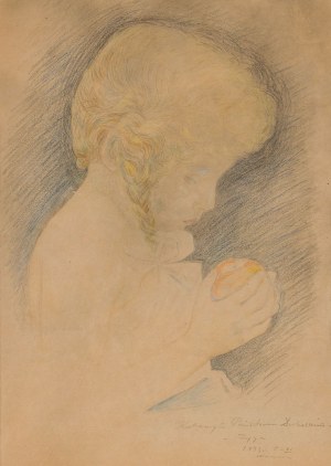 Zygmunt WALISZEWSKI, DZIEWCZYNKA Z JABŁKIEM (Portret żony jako dziecka, z fotografii), 1933