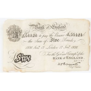 FIVE FUNTS, Bank of England, 1936