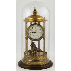 FIREPLACE CLOCK, ANNUAL, WITH GLASS, Germany, Kienniger &amp; Obergfell ca. 1930.