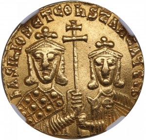 Byzantine Empire, Constantinople AV Solidus - Basil I & Constantine (AD 868-886) - NGC AU