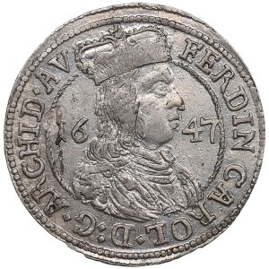 Austria, Tyrol 3 Kreuzer 1647 - Ferdinand Charles (1646-1662)