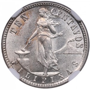 Philippines, USA 10 Centavos 1918 S - NGC MS 62