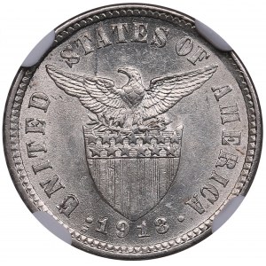 Philippines, USA 10 Centavos 1918 S - NGC MS 62