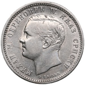 Serbia 1 Dinar 1875 - Milan Obrenović IV (1868-1882)
