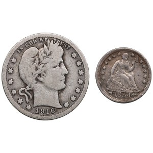 USA 1/4 Dollars 1916 & 1/2 Dime 1854 (2)