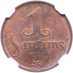 Latvia 1 Santims 1922 - NGC MS 64 RB
