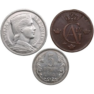 Small group of coins: Latvia, Lithuania, Sweden (3)