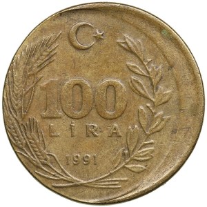 Turkey 100 Lira 1991 - Mint error
